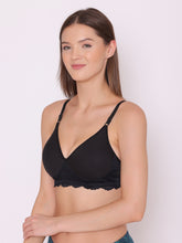 Load image into Gallery viewer, Heavily Padded Full Coverage Non Wired Lace Bra in Black