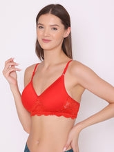 Load image into Gallery viewer, Heavily Padded Full Coverage Non Wired Lace Bra in Red