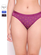 Load image into Gallery viewer, Women Pack of 3 Printed Hipster Briefs