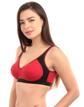 Load image into Gallery viewer, Non-Padded Full Coverage Sports Bra in Red