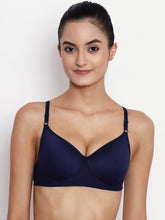 Load image into Gallery viewer, Lightly Padded Full Coverage Non Wired Bra in Navy Blue