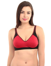 Load image into Gallery viewer, Non-Padded Full Coverage Sports Bra in Red