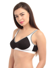Load image into Gallery viewer, Non-Padded Full Coverage Sports Bra in Black