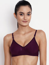 Load image into Gallery viewer, Non-Padded Full coverage Cotton Bra in Purple