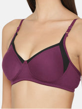 Load image into Gallery viewer, Non-Padded Full coverage Cotton Bra in Purple