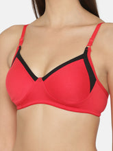 Load image into Gallery viewer, Non-Padded Full coverage Cotton Bra in Red
