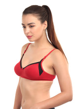 Load image into Gallery viewer, Non-Padded Full coverage Cotton Bra in Red