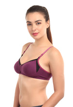 Load image into Gallery viewer, Non-Padded Full coverage Cotton Bra in Purple