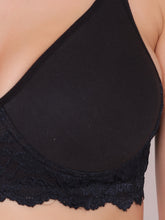 Load image into Gallery viewer, Heavily Padded Full Coverage Non Wired Lace Bra in Black
