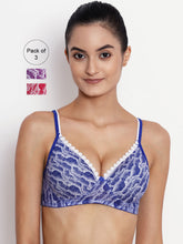 Load image into Gallery viewer, Abelino Pack of 3 Medium Padded Non Wired Printed Bra
