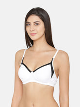 Load image into Gallery viewer, Non-Padded Full coverage Cotton Bra in White
