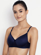 Load image into Gallery viewer, Lightly Padded Full Coverage Non Wired Bra in Navy Blue
