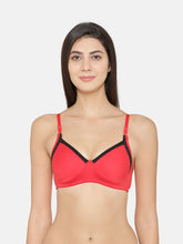 Load image into Gallery viewer, Non-Padded Full coverage Cotton Bra in Red
