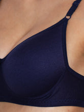 Load image into Gallery viewer, Lightly Padded Full Coverage Non Wired Bra in Navy Blue
