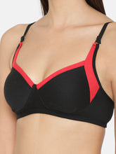 Load image into Gallery viewer, Non-Padded Full coverage Cotton Bra in Black
